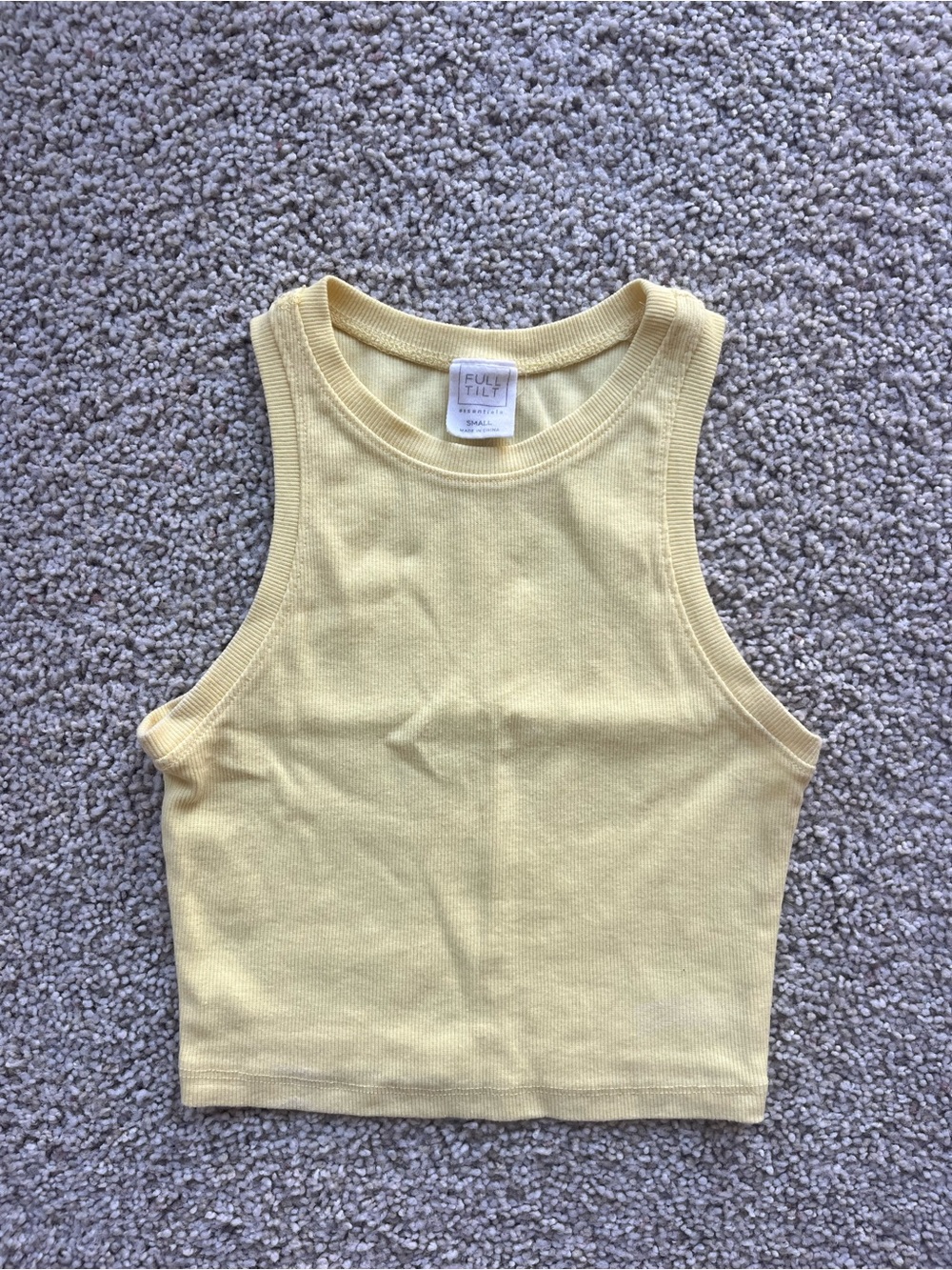Full Tilt Yellow Ribbed Crop Tank Top